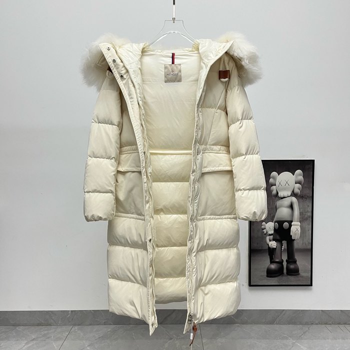 Clothing Moncler down coat with fur collar White
