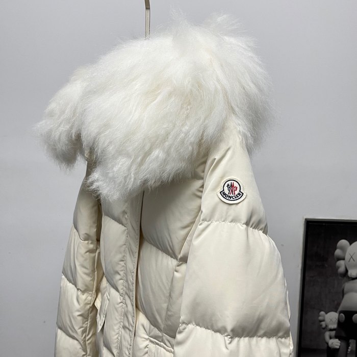 Clothing Moncler down coat with fur collar White