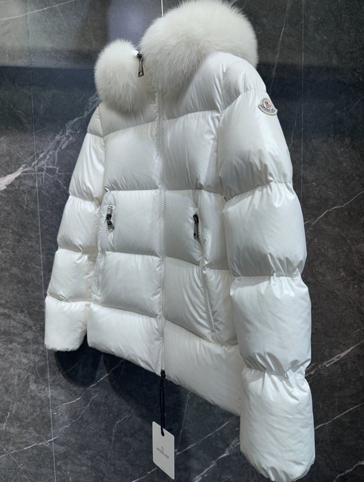 Clothing Moncler down jacket with fur collar White