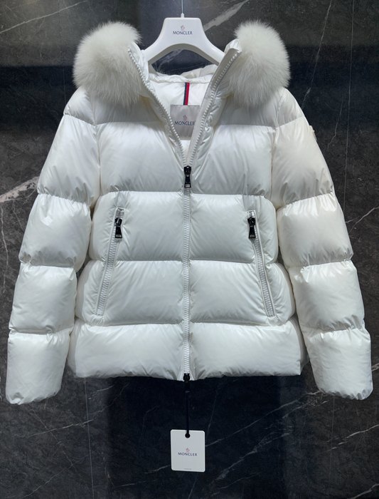 Clothing Moncler down jacket with fur collar White