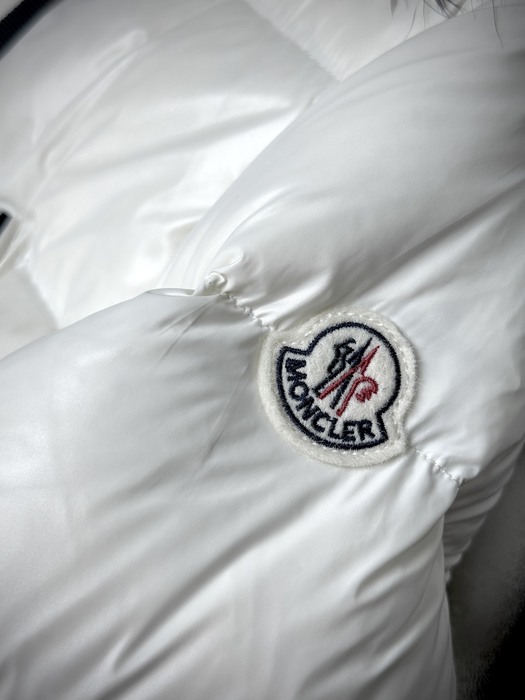 Clothing Moncler down jacket with fur hood White