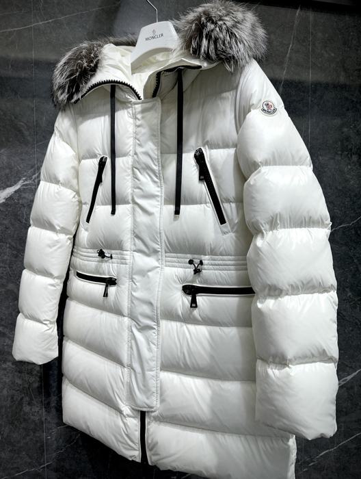 Clothing Moncler down jacket with fur hood White