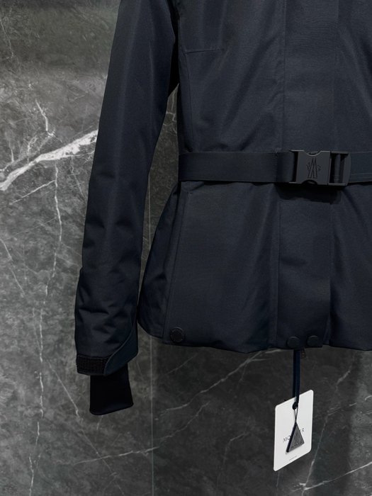 Clothing Moncler fur collar belted jacket Black