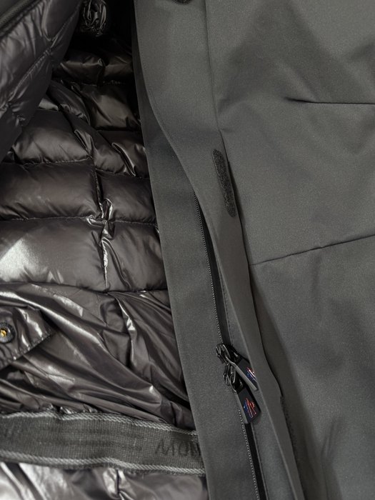 Clothing Moncler fur hood belted jacket Black