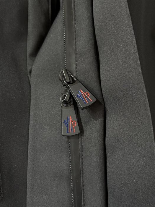 Clothing Moncler fur hood belted jacket Black