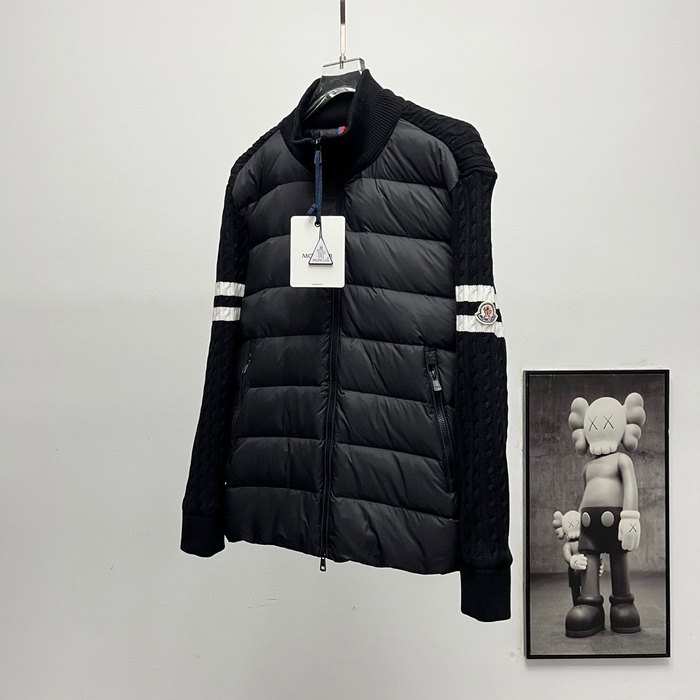 Clothing Moncler knit sleeve down jacket Black