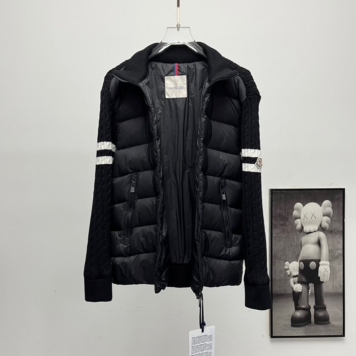Clothing Moncler knit sleeve down jacket Black
