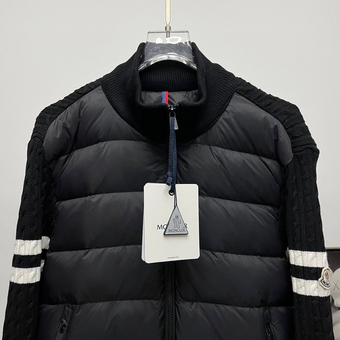 Clothing Moncler knit sleeve down jacket Black