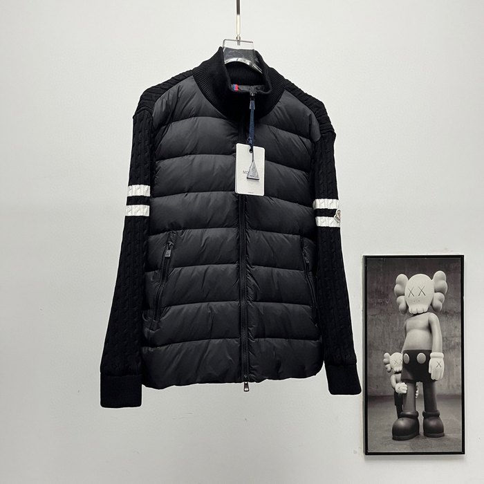 Clothing Moncler knit sleeve down jacket Black