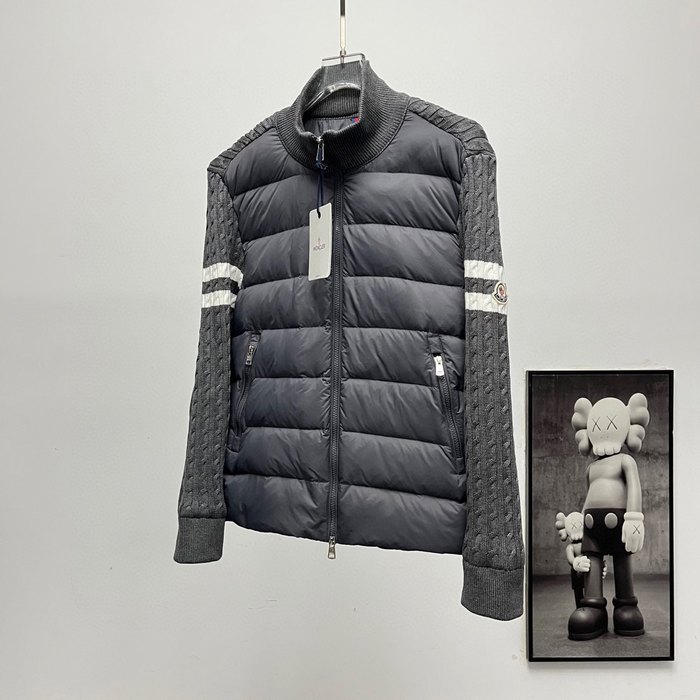Clothing Moncler knit sleeve padded jacket Grey