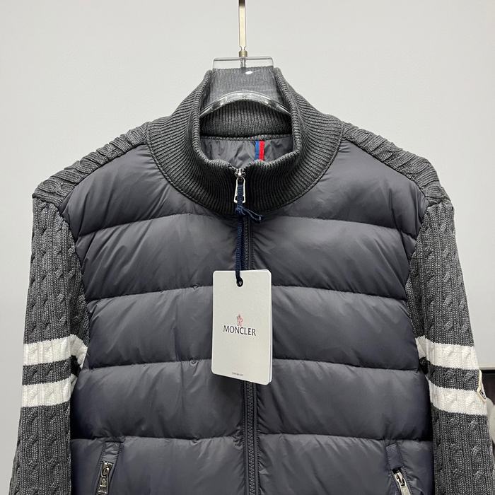 Clothing Moncler knit sleeve padded jacket Grey