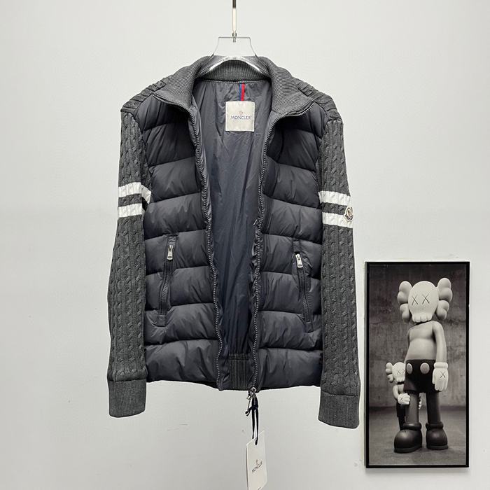 Clothing Moncler knit sleeve padded jacket Grey