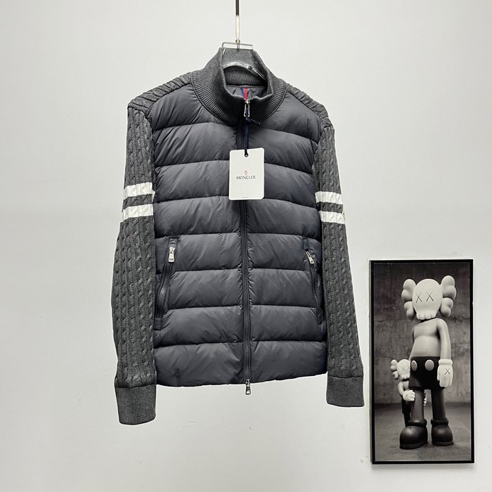 Clothing Moncler knit sleeve padded jacket Grey