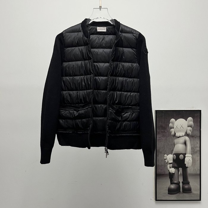 Clothing Moncler knitted mixed down jacket Black