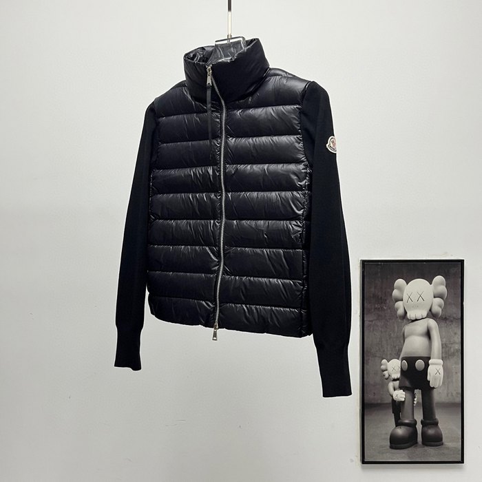 Clothing Moncler knitted panel padded jacket Black