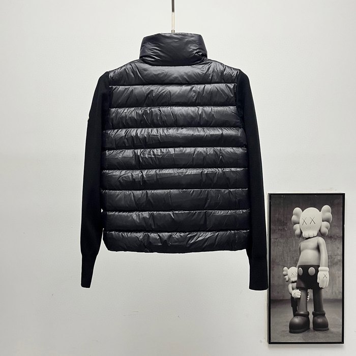 Clothing Moncler knitted panel padded jacket Black