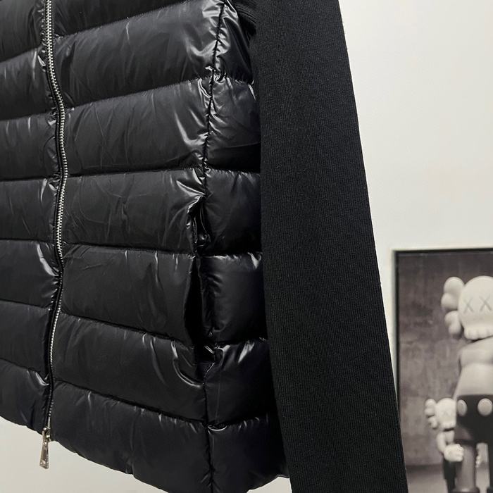 Clothing Moncler knitted panel padded jacket Black