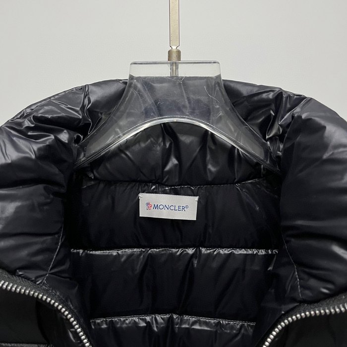Clothing Moncler knitted panel padded jacket Black
