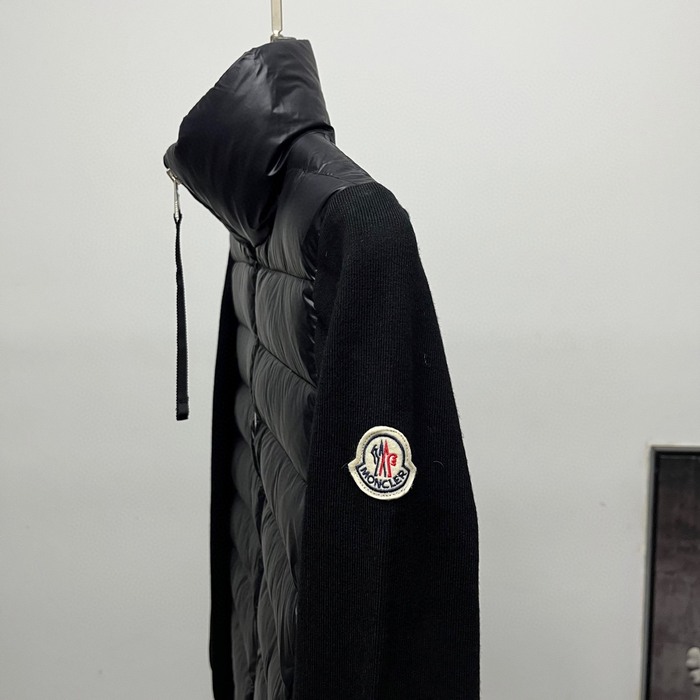 Clothing Moncler knitted panel padded jacket Black