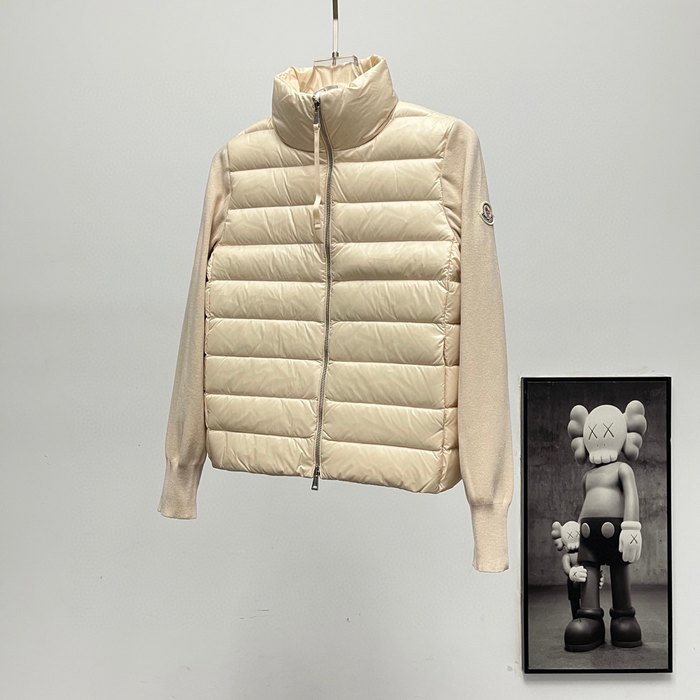 Clothing Moncler knitted patchwork down jacket Beige