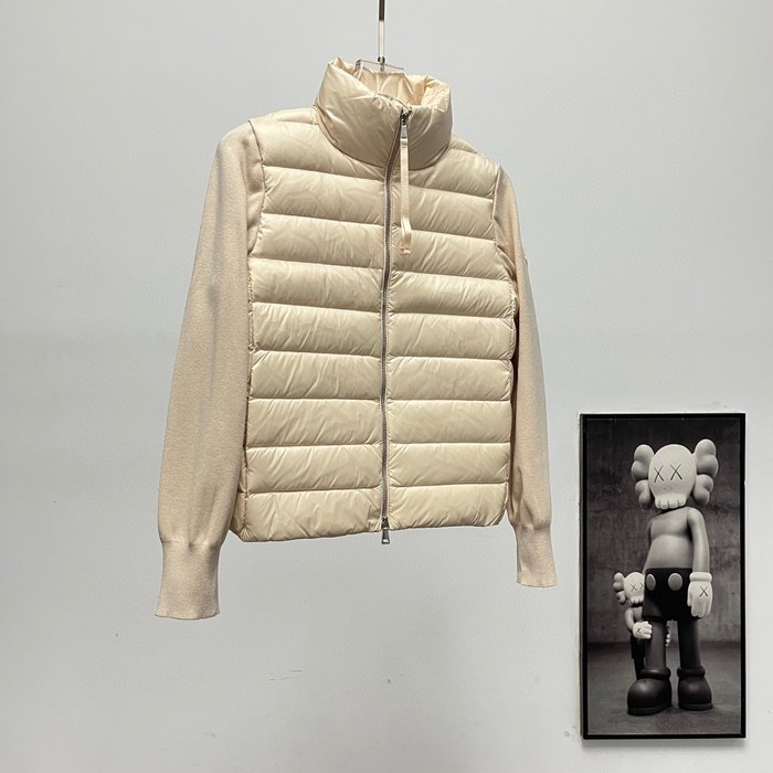 Clothing Moncler knitted patchwork down jacket Beige