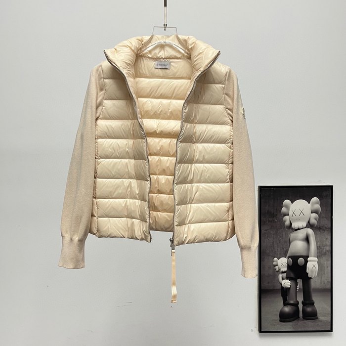 Clothing Moncler knitted patchwork down jacket Beige