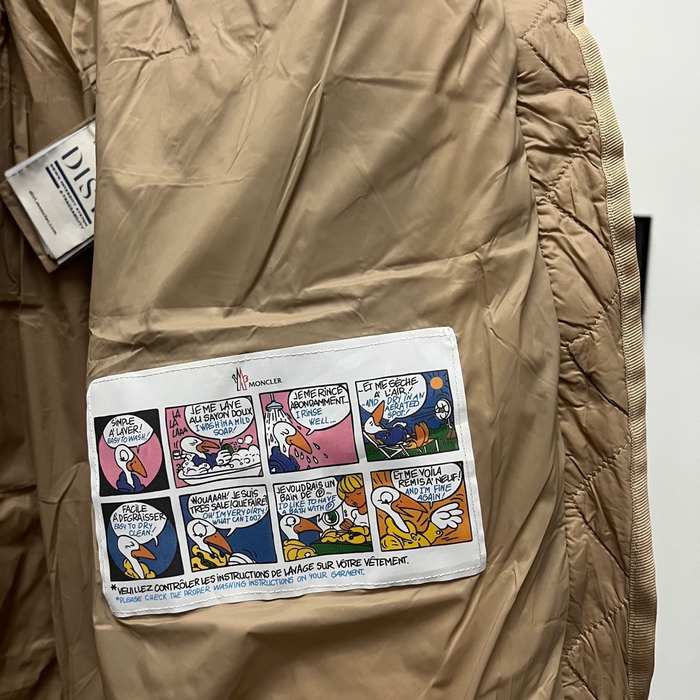 Clothing Moncler long belted down coat with fur collar Tan