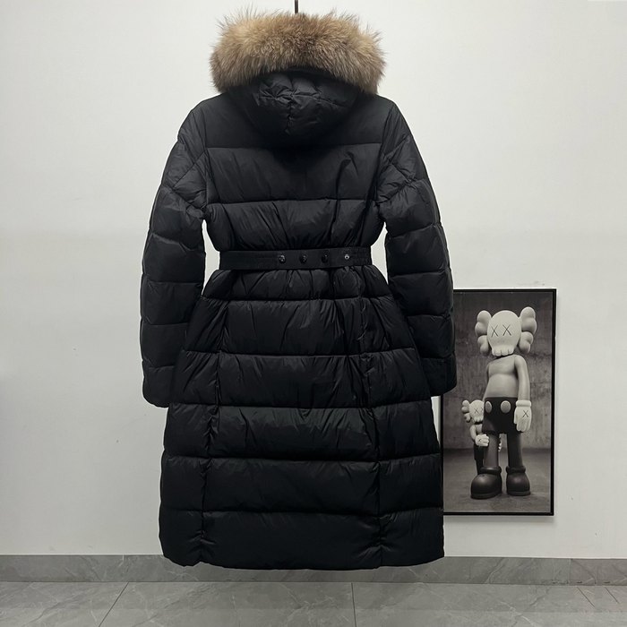 Clothing Moncler long padded coat with fur collar Black
