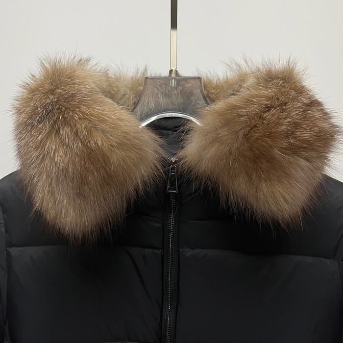 Clothing Moncler long padded coat with fur collar Black