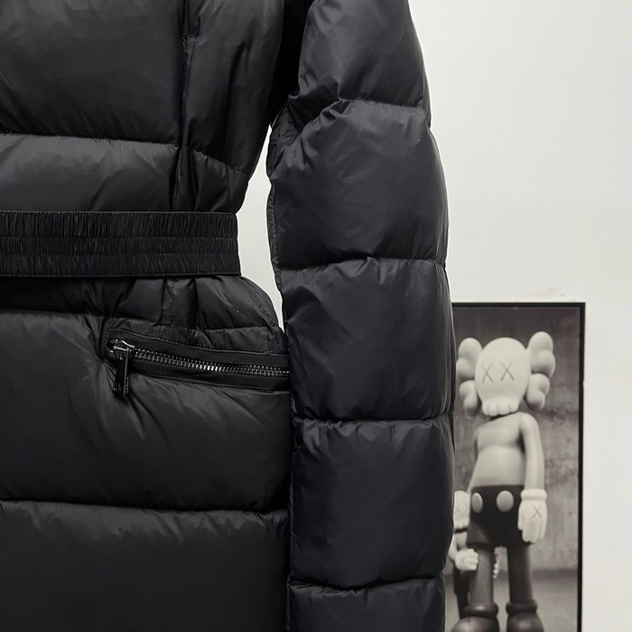 Clothing Moncler long padded coat with fur collar Black