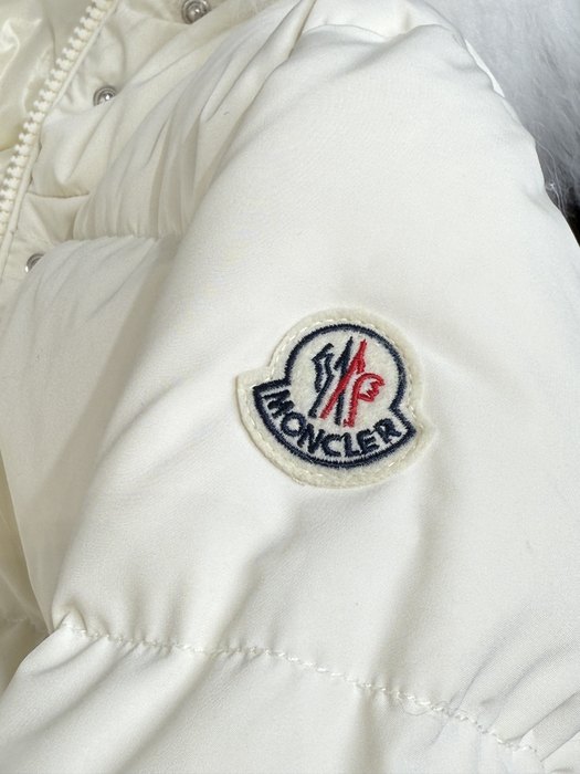 Clothing Moncler long padded coat with fur hood White