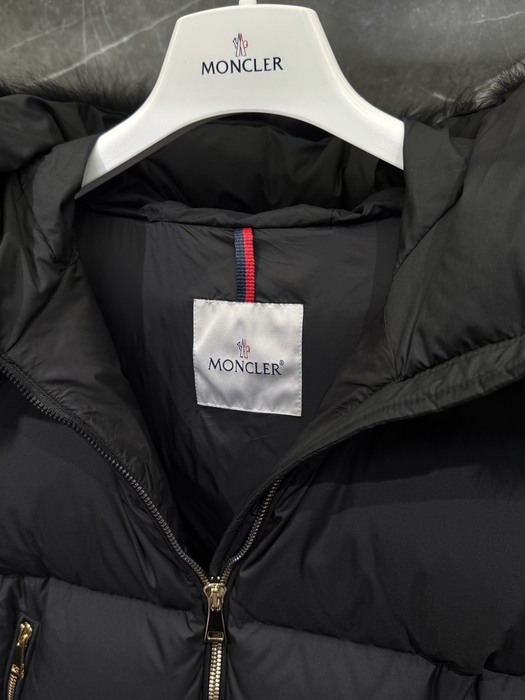 Clothing Moncler puffer jacket with fur collar Beige