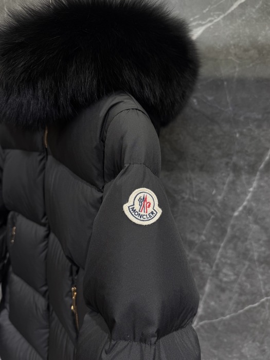 Clothing Moncler puffer jacket with fur collar Beige