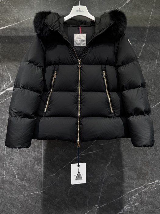 Clothing Moncler puffer jacket with fur collar Beige