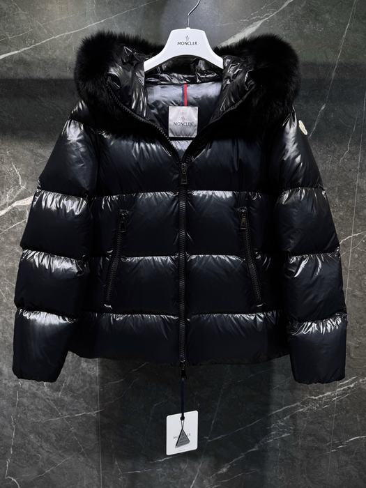 Clothing Moncler puffer jacket with fur collar Black 001