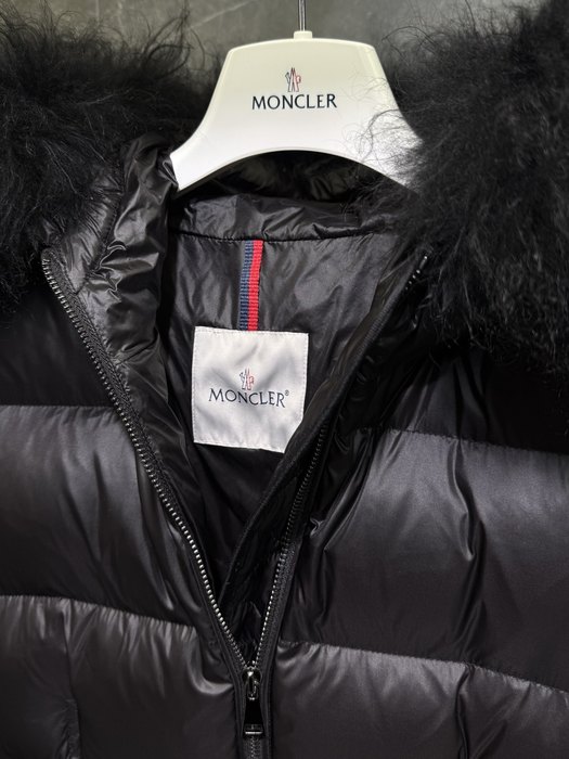 Clothing Moncler puffer jacket with fur collar Black