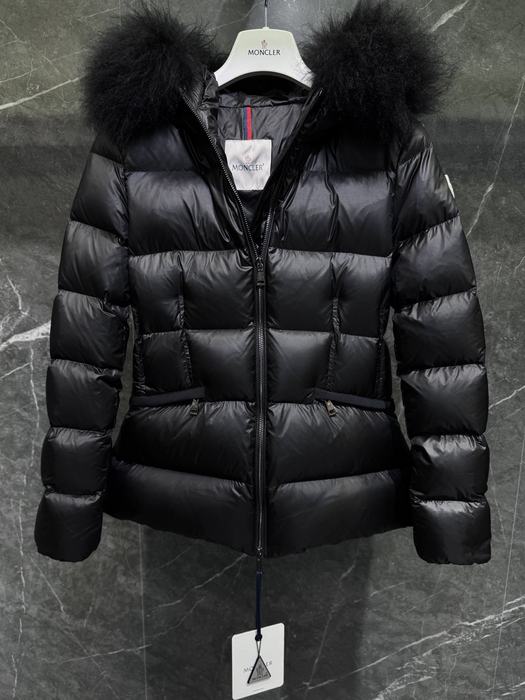 Clothing Moncler puffer jacket with fur collar Black