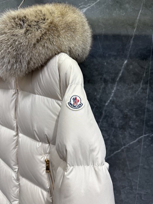 Clothing Moncler puffer jacket with fur hood Beige 001