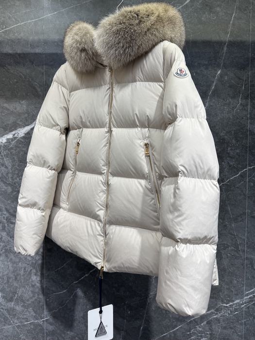 Clothing Moncler puffer jacket with fur hood Beige 001