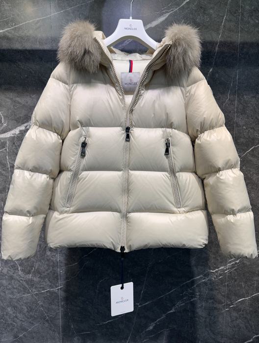 Clothing Moncler puffer jacket with fur hood Beige 002
