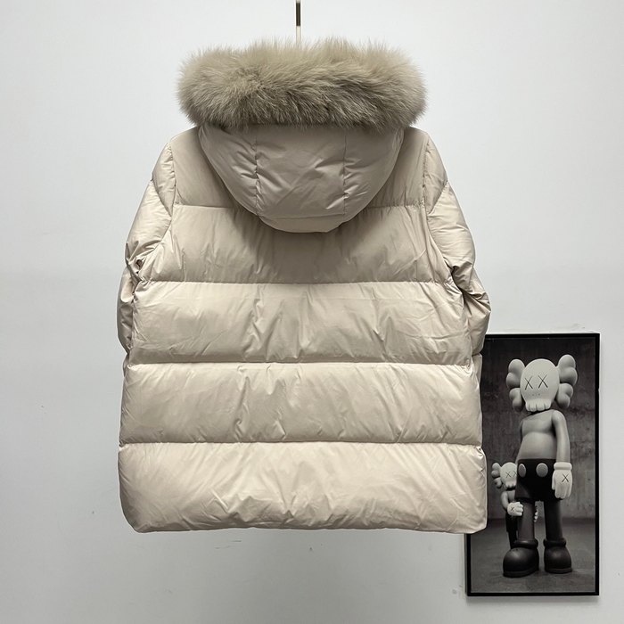 Clothing Moncler puffer jacket with fur hood Beige