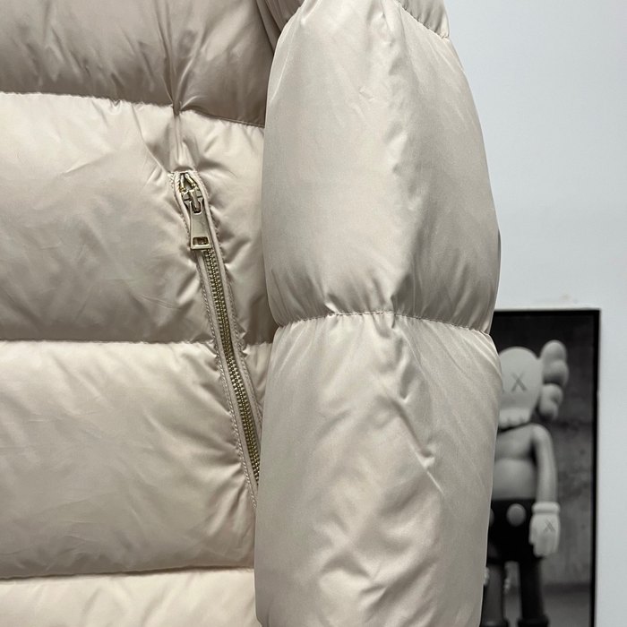 Clothing Moncler puffer jacket with fur hood Beige