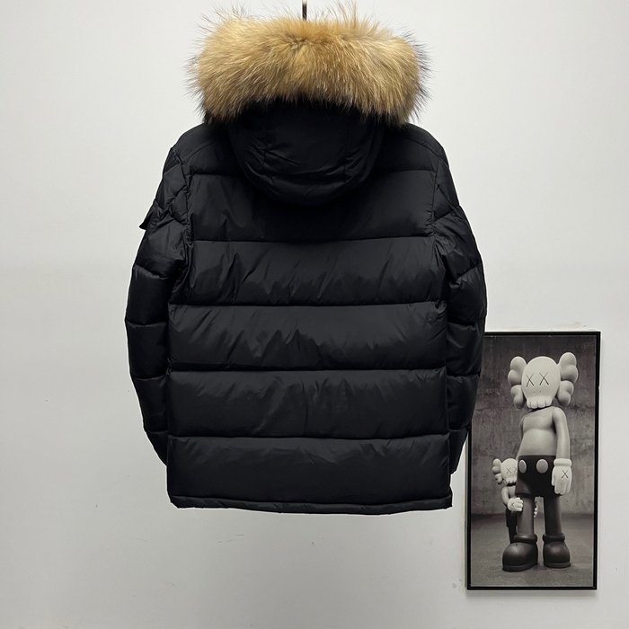 Clothing Moncler puffer jacket with fur hood Black