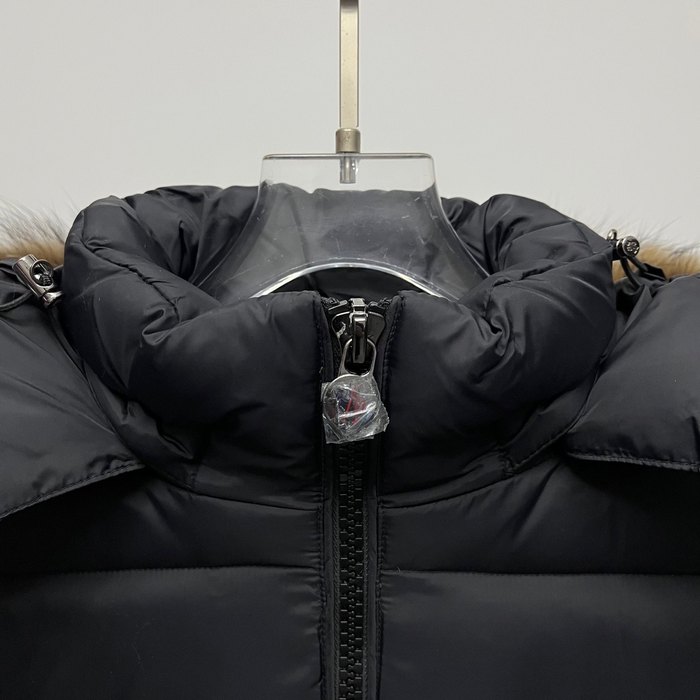 Clothing Moncler puffer jacket with fur hood Black