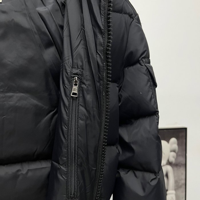 Clothing Moncler puffer jacket with fur hood Black