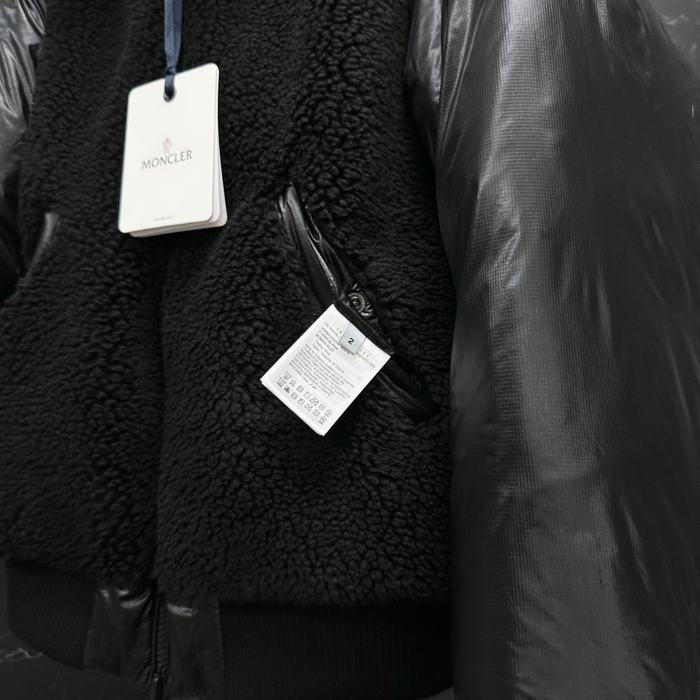 Clothing Moncler puffer jacket with shearling collar Black