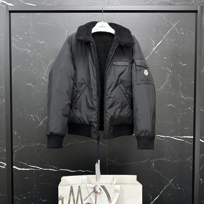 Clothing Moncler puffer jacket with shearling collar Black