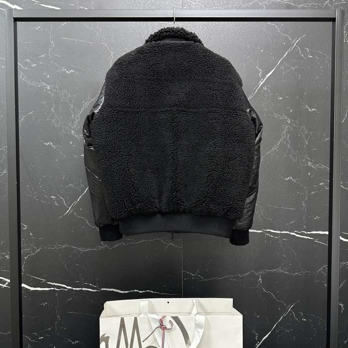 Clothing Moncler puffer jacket with shearling collar Black