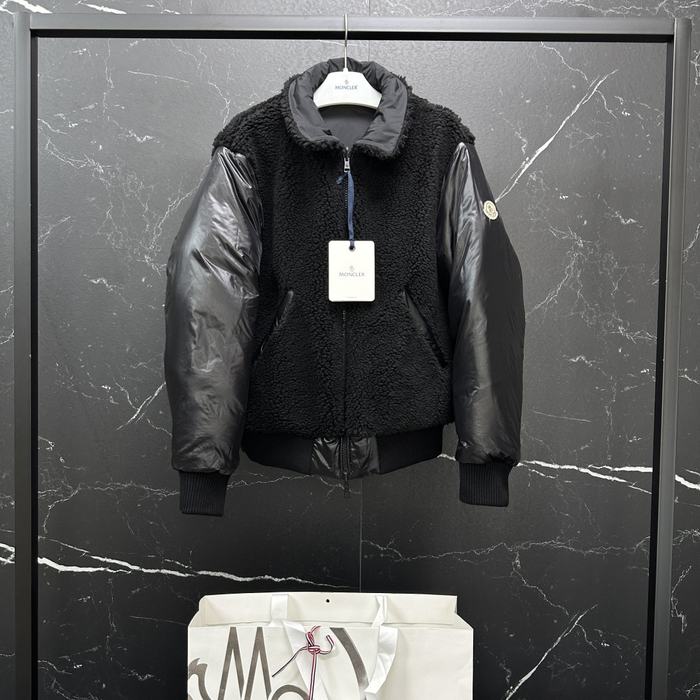 Clothing Moncler puffer jacket with shearling collar Black