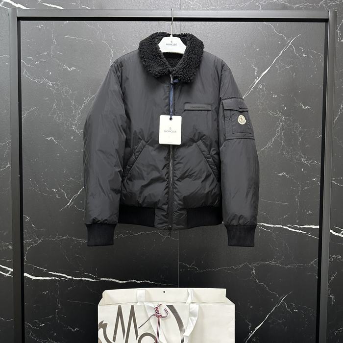 Clothing Moncler puffer jacket with shearling collar Black